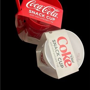 Coca-Cola Red and White Snack Cup with Pretzels